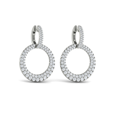 Vlora Marisol 14K Diamond Two Row Open Circle Drop Huggie Earrings (2.3CTW)