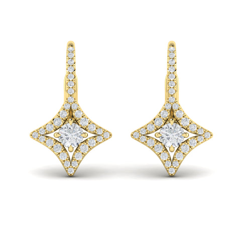Vlora Estrella14K Diamond Vlora Star with Diamond Centerstone Huggie Earrings (0.79CTW)