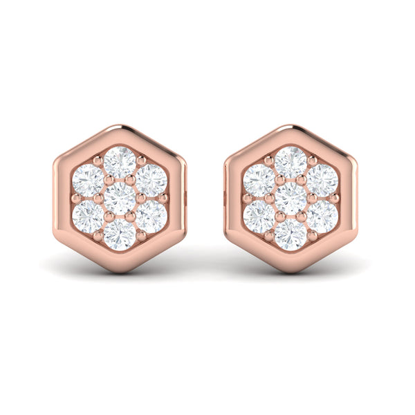 Vlora Serafina 14K Gold Diamond Cluster Honeycomb Stud Earrings (0.35CTW)