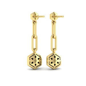 Vlora Serafina 14K Diamond Honeycomb Link Long Drop Statement Earrings (0.39CTW)