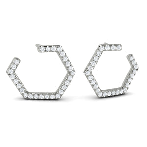 Vlora Serafina 14K Diamond Forward-Facing Honeycomb Open Hoop Earrings (0.59CTW)