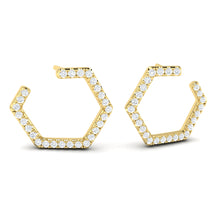 Load image into Gallery viewer, Vlora Serafina 14K Diamond Forward-Facing Honeycomb Open Hoop Earrings (0.59CTW)