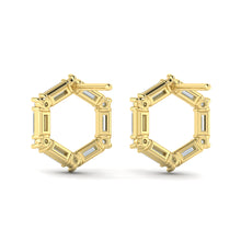 Load image into Gallery viewer, Vlora Karina 14K Diamond Baguette Open Honeycomb Stud Earrings (1.19CTW)