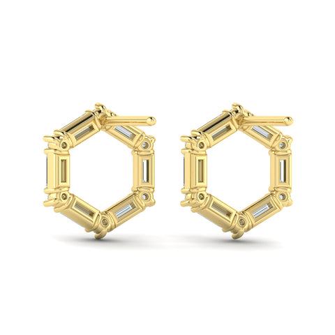 Vlora Karina 14K Diamond Baguette Open Honeycomb Stud Earrings (1.19CTW)