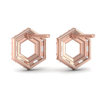 Load image into Gallery viewer, Vlora Karina 14K Diamond Baguette Double Row Open Honeycomb Stud Earrings (0.76CTW)