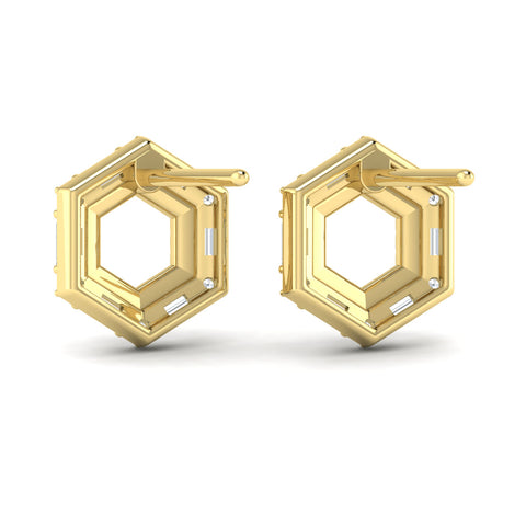 Vlora Karina 14K Diamond Baguette Double Row Open Honeycomb Stud Earrings (0.76CTW)