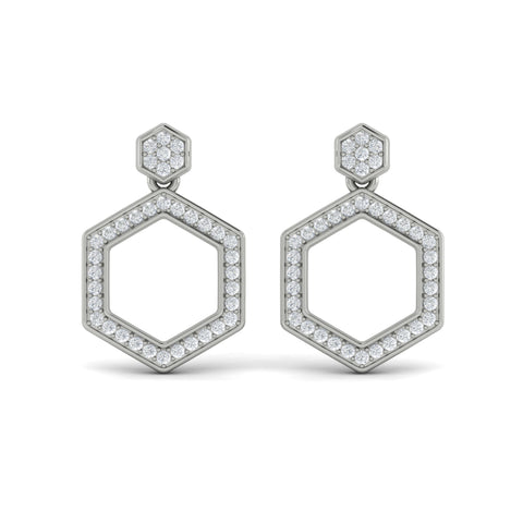 Vlora Serafina 14K Channel Set Diamond Open Honeycomb Drop Stud Earrings (0.59CTW)