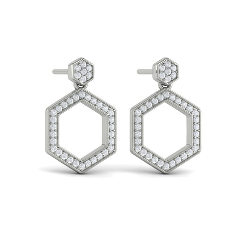 Vlora Serafina 14K Channel Set Diamond Open Honeycomb Drop Stud Earrings (0.59CTW)