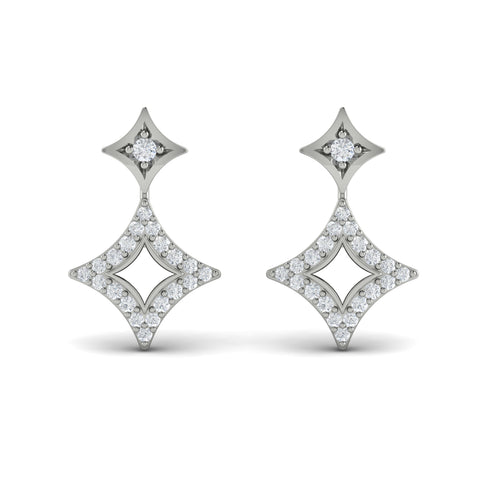 Vlora Estrella 14K Diamond Double Vlora Star Open Motif Drop Stud Earrings (0.26CTW)