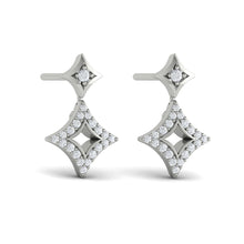 Load image into Gallery viewer, Vlora Estrella 14K Diamond Double Vlora Star Open Motif Drop Stud Earrings (0.26CTW)