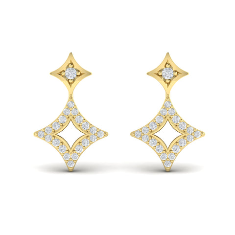 Vlora Estrella 14K Diamond Double Vlora Star Open Motif Drop Stud Earrings (0.26CTW)