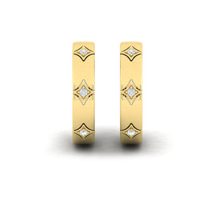 Vlora Estrella 14K Diamond Star Huggie Hoop Earrings (0.11CTW)