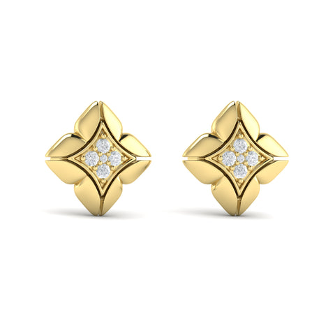 Vlora Estrella 14K Diamond Cluster Floral Vlora Star Motif Stud Earrings (0.15CTW)