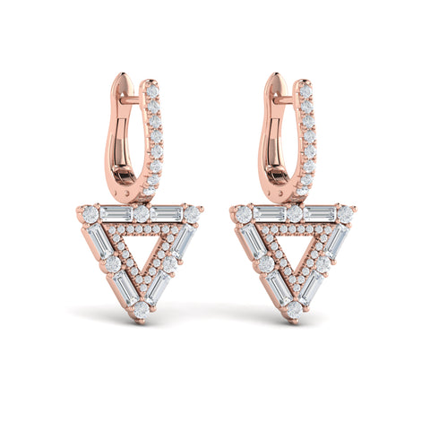 Vlora Karina 14K Diamond Baguette Double Trinity Huggie Earrings (1.37CTW)
