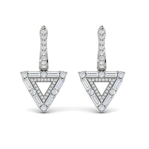 Vlora Karina 14K Diamond Baguette Double Trinity Huggie Earrings (1.37CTW)