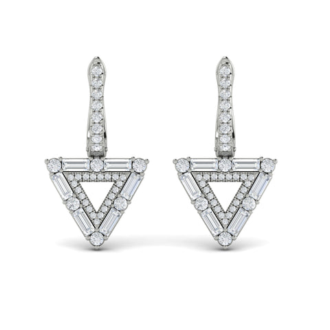 Vlora Karina 14K Diamond Baguette Double Trinity Huggie Earrings (1.37CTW)