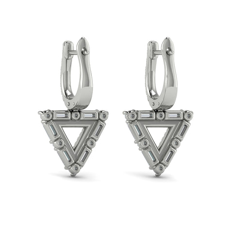 Vlora Karina 14K Diamond Baguette Double Trinity Huggie Earrings (1.37CTW)