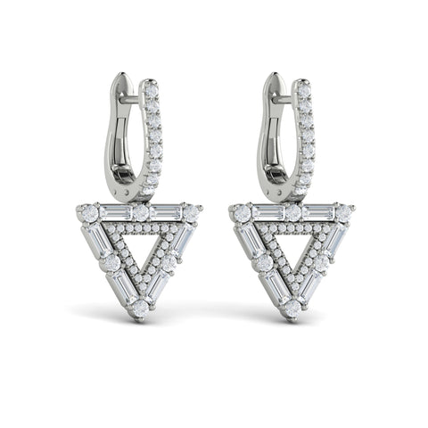 Vlora Karina 14K Diamond Baguette Double Trinity Huggie Earrings (1.37CTW)