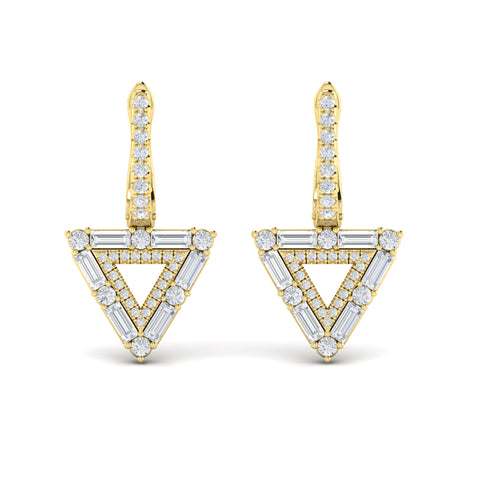 Vlora Karina 14K Diamond Baguette Double Trinity Huggie Earrings (1.37CTW)