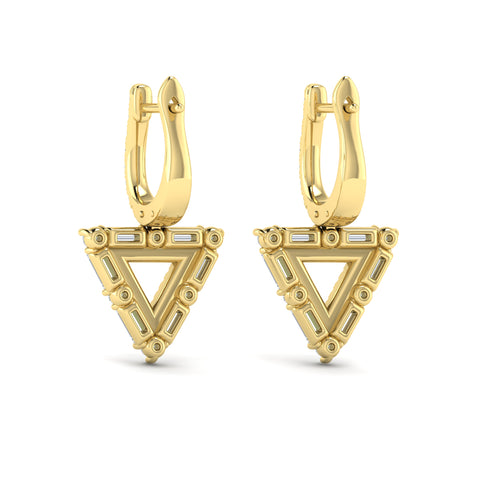 Vlora Karina 14K Diamond Baguette Double Trinity Huggie Earrings (1.37CTW)