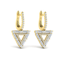 Load image into Gallery viewer, Vlora Karina 14K Diamond Baguette Double Trinity Huggie Earrings (1.37CTW)