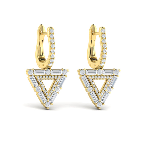 Vlora Karina 14K Diamond Baguette Double Trinity Huggie Earrings (1.37CTW)
