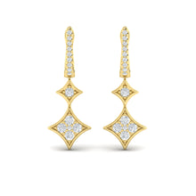 Load image into Gallery viewer, Vlora Estrella 14K Diamond Double Vlora Star Drop Huggie Earrings (0.65CTW)