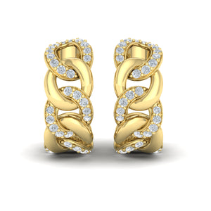 Vlora Reina 14K Alternating Diamond Link Hoop Earrings (0.7CTW)