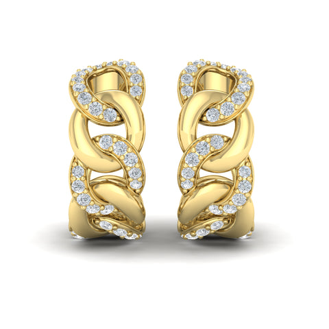 Vlora Reina 14K Alternating Diamond Link Hoop Earrings (0.7CTW)