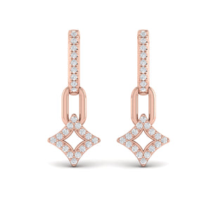 Vlora Reina14K Diamond Star and Link Drop Huggie Earrings (0.42CTW)