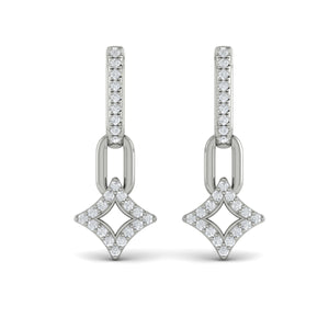 Vlora Reina14K Diamond Star and Link Drop Huggie Earrings (0.42CTW)