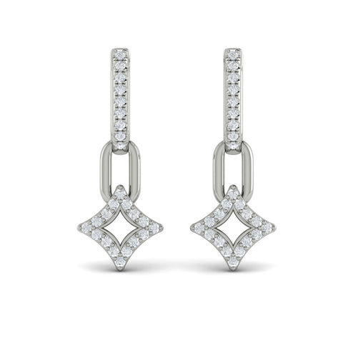 Vlora Reina14K Diamond Star and Link Drop Huggie Earrings (0.42CTW)