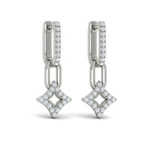 Vlora Reina14K Diamond Star and Link Drop Huggie Earrings (0.42CTW)