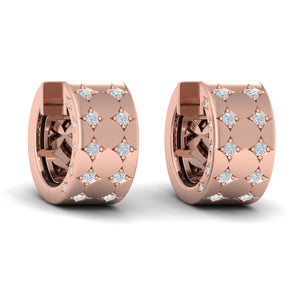 Vlora Estrella 14K Diamond Double Row Vlora Star Motif Huggie Hoop Earrings (0.37CTW)