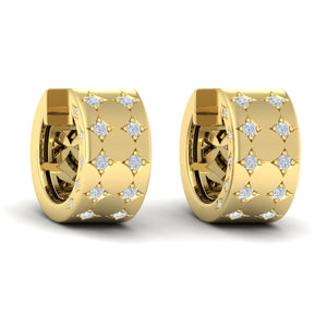 Vlora Estrella 14K Diamond Double Row Vlora Star Motif Huggie Hoop Earrings (0.37CTW)