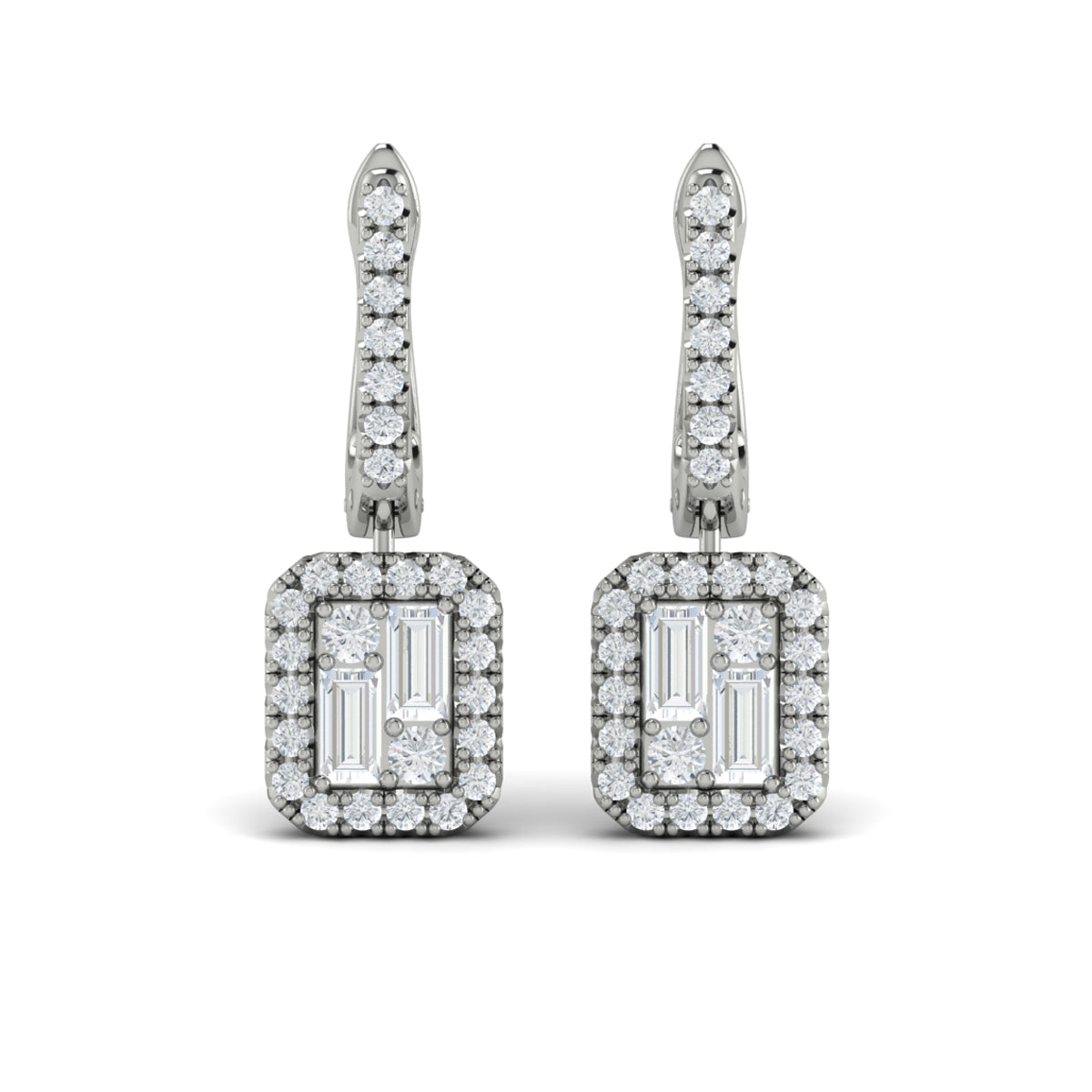 Buy 2.48 Carat (ctw) Round Princess & Baguette Diamond Dangling Drop  Earrings for Women in 14K White & Yellow Gold Online at Dazzling Rock