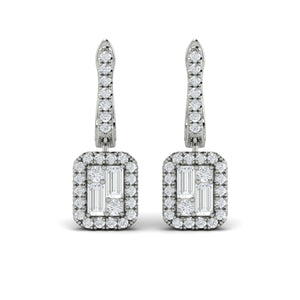 Vlora Karina 14K Diamond Baguette Halo Drop Huggie Earrings (1.15CTW)