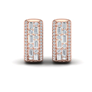 Vlora Karina 14K Diamond Baguette Multi Row Huggie Earrings  (1.1CTW)