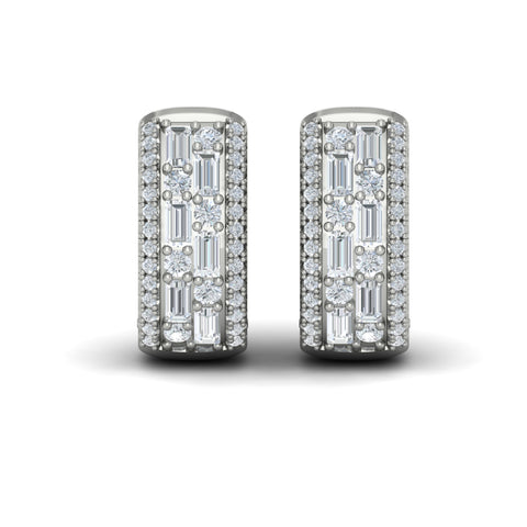 Vlora Karina 14K Diamond Baguette Multi Row Huggie Earrings  (1.1CTW)