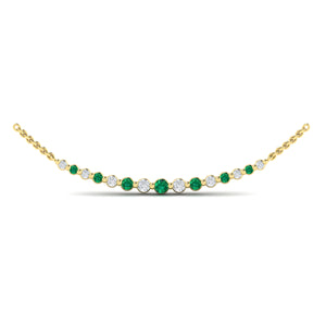 Vlora Adella 14K Diamond & Gemstone Curved Bar Necklace (Diamond 0.26CTW, Gemstone 0.3CTW
