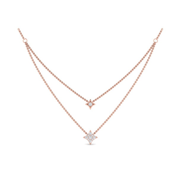 Vlora Estrella 14K Two Row Diamond Vlora Star Pendant Necklace (0.33CTW)