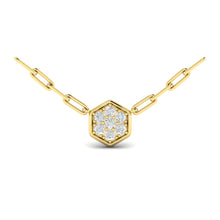 Load image into Gallery viewer, Vlora Serafina 14K Diamond Cluster Single Honeycomb Link Necklace (0.28CTW)