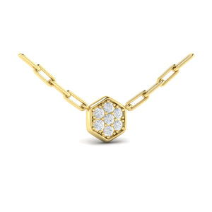 Vlora Serafina 14K Diamond Cluster Single Honeycomb Link Necklace (0.28CTW)