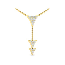 Load image into Gallery viewer, Vlora Miravel 14K Diamond Trinity Vertical Pendant Necklace (0.5CTW)