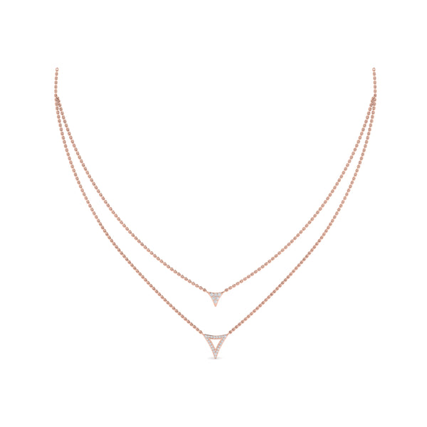 Vlora Miravel 14K Diamond Open Trinity Two Row Necklace (0.2CTW)