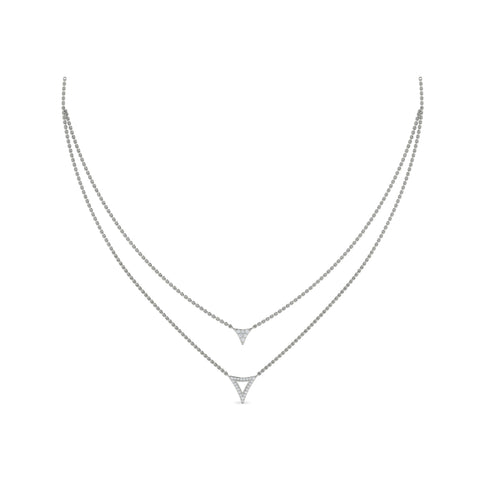 Vlora Miravel 14K Diamond Open Trinity Two Row Necklace (0.2CTW)