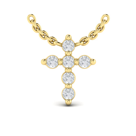 Vlora Adella 14K Diamond Cross Pendant (0.21CTW)