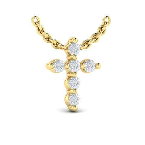 Vlora Adella 14K Diamond Cross Pendant (0.21CTW)