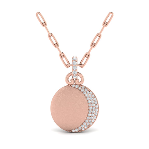 Vlora Amuleta 14K Diamond Moon Pendant Link Necklace (0.26CTW)