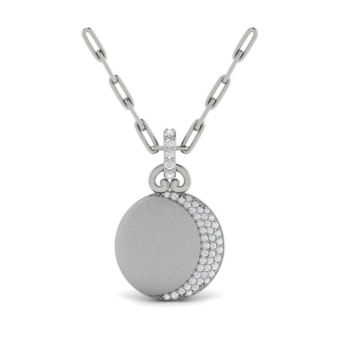 Vlora Amuleta 14K Diamond Moon Pendant Link Necklace (0.26CTW)